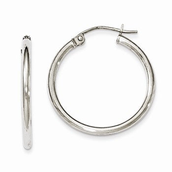 Sterling Silver Rhodium-plated 2mm Round Hoop Earrings