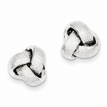 Sterling Silver Polished Satin Knot Earrings