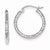 Sterling Silver Rhodium Plated Diamond-cut 2x20mm Hoop Earrings