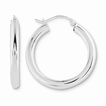 Sterling Silver Rhodium-plated 3mm Round Hoop Earrings
