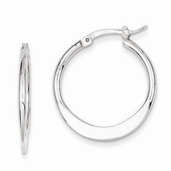 Sterling Silver Rhodium Plated Polished Hoop Earrings