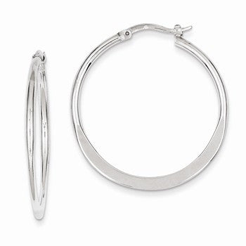 Sterling Silver Rhodium Plated Polished Hoop Earrings