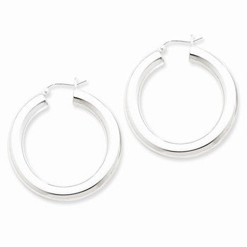 Sterling Silver Rhodium-plated 5mm Round Hoop Earrings