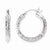 Sterling Silver Rhodium Plated Diamond-cut Hoop Earrings