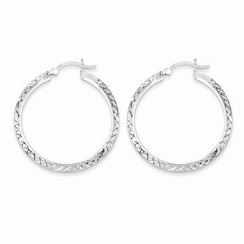 Sterling Silver Rhodium Plated Hinged Earrings