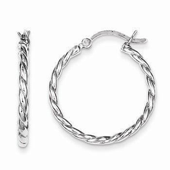 Sterling Silver Rhodium Plated Hinged Earrings