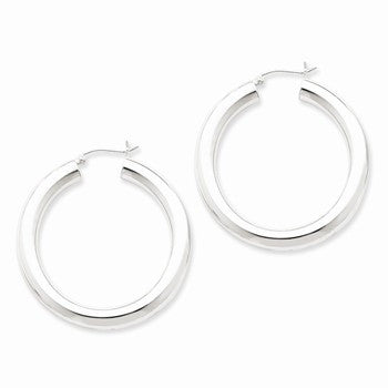 Sterling Silver Rhodium-plated 5mm Round Hoop Earrings
