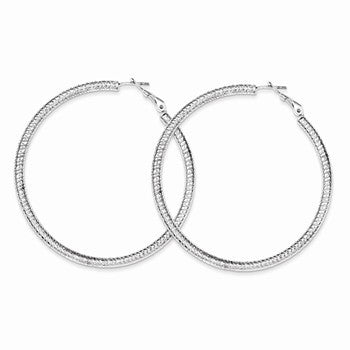 Sterling Silver Rhodium Plated Hinged Earrings
