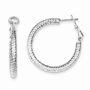 Sterling Silver Rhodium Plated Hinged Earrings