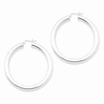 Sterling Silver Rhodium-plated 5mm Round Hoop Earrings