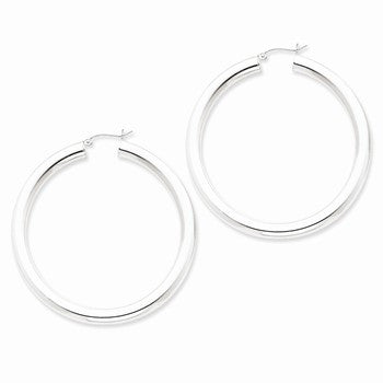 Sterling Silver Rhodium-plated 5mm Round Hoop Earrings