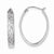 Sterling Silver Rhodium Plated Diamond-cut Oval Hoop Earrings