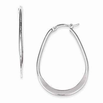 Sterling Silver Rhodium Plated Polished Hoop Earrings