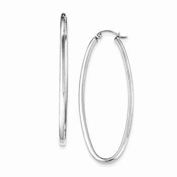 Sterling Silver 2mm Oval Hoop Earrings
