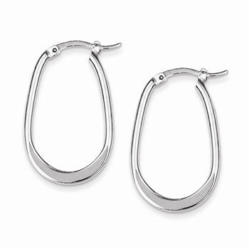 Sterling Silver Rhodium Plated Polished Hoop Earrings