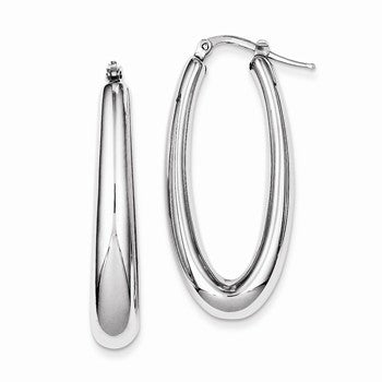 Sterling Silver Polished Rhodium Plated Hollow Hoop Earrings