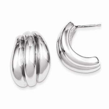 Sterling Silver Polished Rhodium Plated Hollow Post Earrings