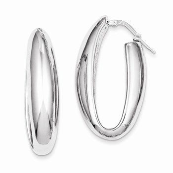 Sterling Silver Polished Rhodium Plated Hollow Hoop Earrings