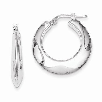 Sterling Silver Polished Rhodium Plated Hollow Hoop Earrings
