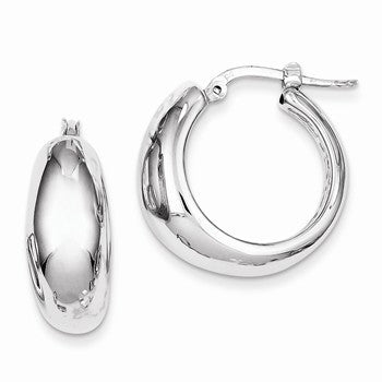 Sterling Silver Polished Rhodium Plated Hollow Hoop Earrings