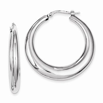 Sterling Silver Polished Rhodium Plated Hollow Hoop Earrings