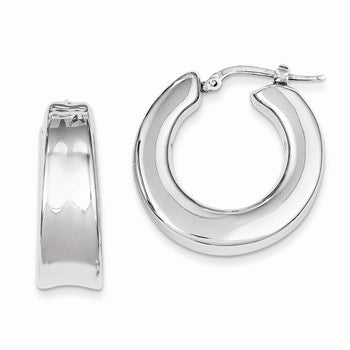Sterling Silver Polished Rhodium Hoop Earrings