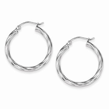 Sterling Silver 2.7x25mm Twisted Hoop Earrings