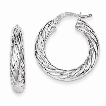 Sterling Silver Polished Twisted Hoop Earrings