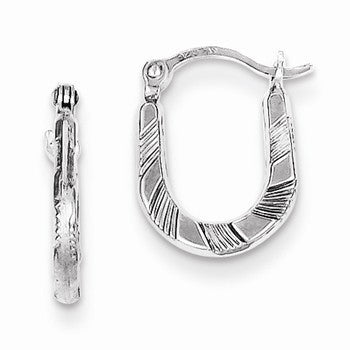 Sterling Silver Diamond-cut Scalloped Hoop Earrings