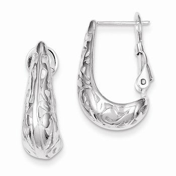 Sterling Silver Filigree J Hoop Earrings