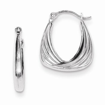 Sterling Silver Rhodium Plated Hollow Hoop Earrings