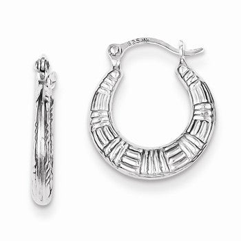 Sterling Silver Patterned Hoop Earrings