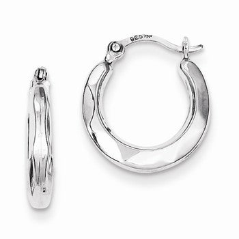 Sterling Silver Rhodium Plated Hollow Hoop Earrings