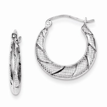 Sterling Silver Textured Scalloped Hoop Earrings