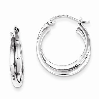 Sterling Silver Rhodium Plated Hoop Earrings