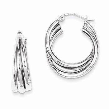 Sterling Silver Rhodium Plated Hoop Earrings