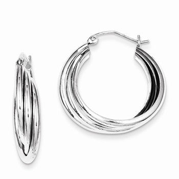 Sterling Silver Rhodium Plated Hoop Earrings