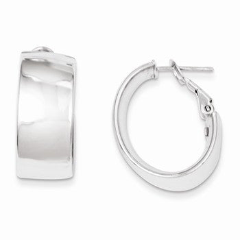 Sterling Silver Polished Omega Back Hoop Earrings