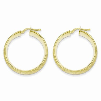 Sterling Silver Gold Plated Textured Hoop Tube Earrings