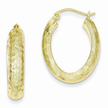 Sterling Silver Gold Plated Textured Oval Hoop Earrings