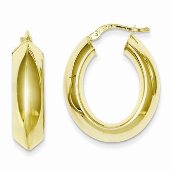Sterling Silver Gold Plated Oval Hoop Tube Earrings