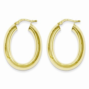 Sterling Silver Gold Plated Oval Hoop Tube Earrings