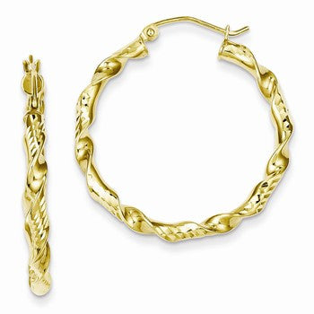 Sterling Silver Gold Plated 30mm Diamond-cut Twisted Hoop Earrings