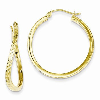 Sterling Silver Gold Plated Textured Wavy Square Tube Hoop Earrings