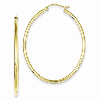 Sterling Silver Gold Plated Oval Hollow Hoop Earrings