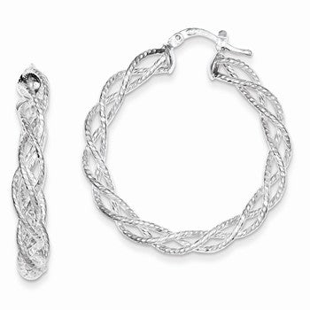 Sterling Silver Polished Twisted Hoop Earrings