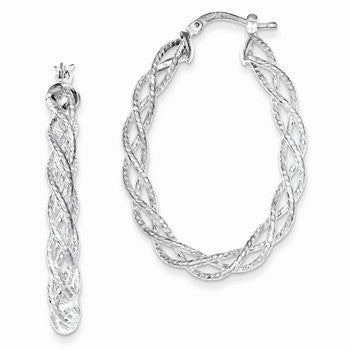 Sterling Silver Polished Twisted Hoop Earrings