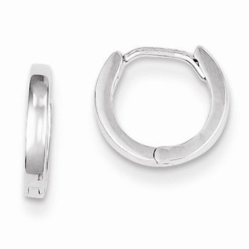 Sterling Silver Rhodium Polished Hinged Hoop Earrings