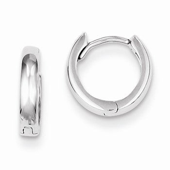 Sterling Silver Rhodium Polished Hinged Hoop Earrings