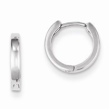 Sterling Silver Rhodium Polished Hinged Hoop Earrings
